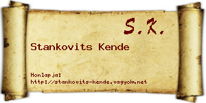 Stankovits Kende névjegykártya